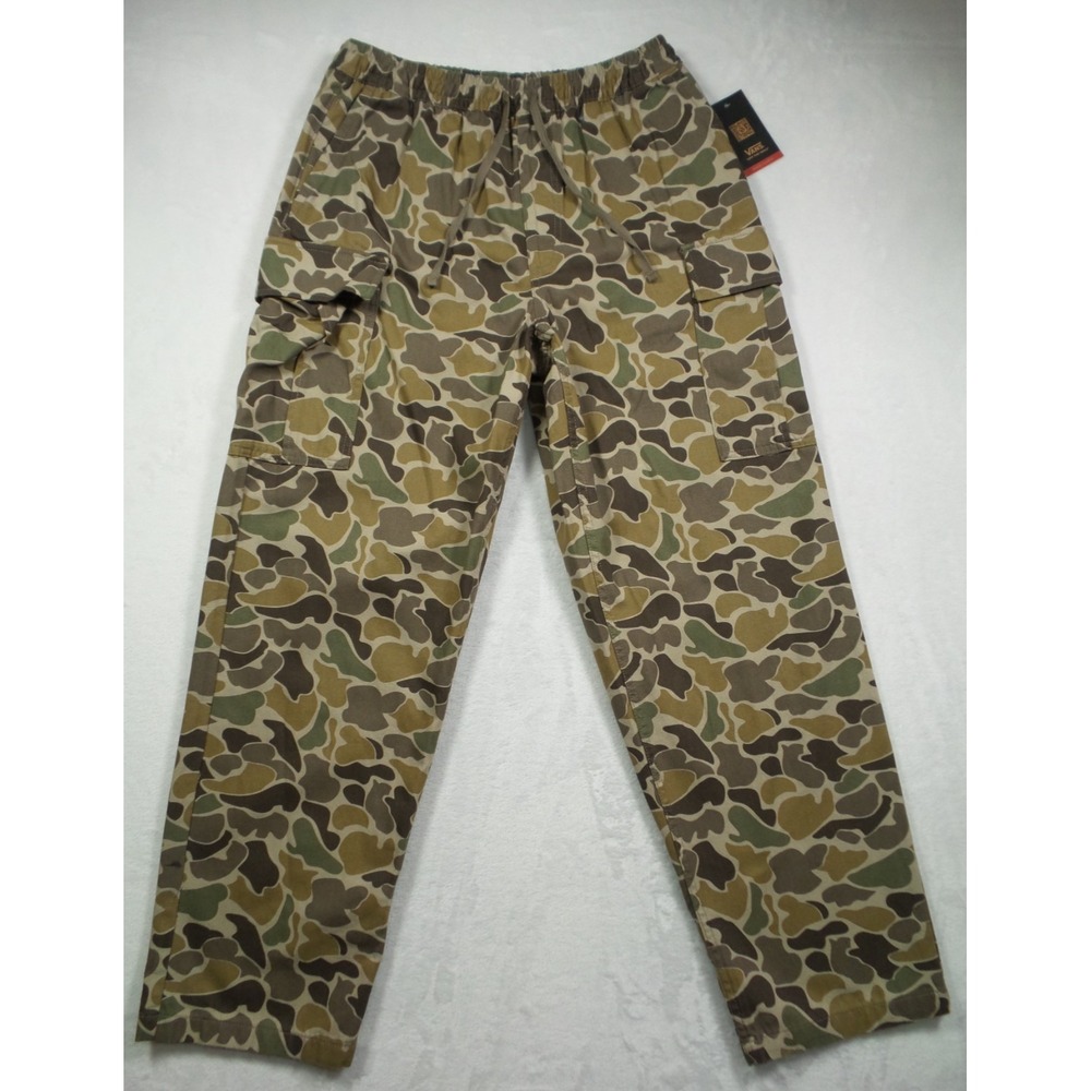 Vans Pants Mens Size M Green Camouflage Range Cargo Baggy Tapered Elastic NWT